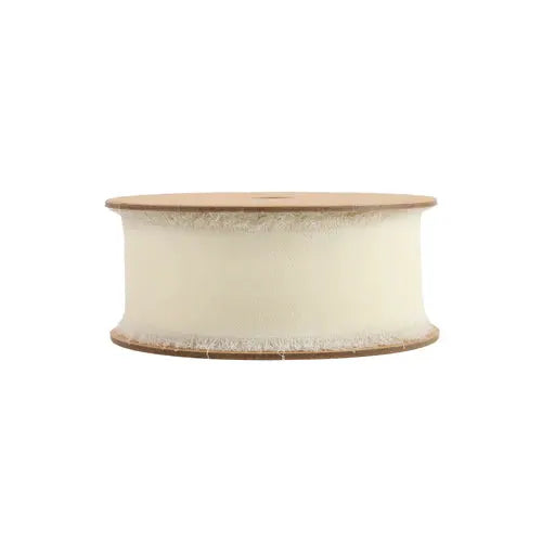 La Ribbons Frayed Edge Chiffon Ribbon Cream 1.5"W x 10yd - Velvet Ribbons Ribbon