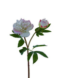 AmBest Fresh Touch Ruffled Peony Spray White Lavender 26" - Artificial Flowering Plants Silk