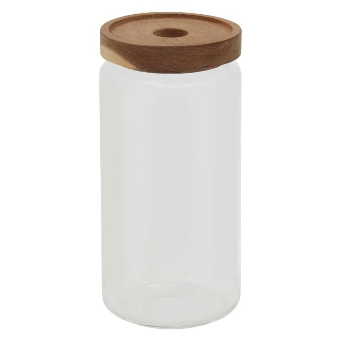 Freska Clear Glass and Acacia Wood Preserving Food Storage Jar - 1000ml - Modern Home Interiors