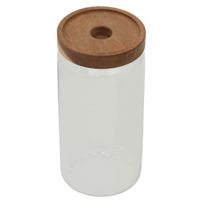 Freska Clear Glass and Acacia Wood Preserving Food Storage Jar - 1000ml - Modern Home Interiors
