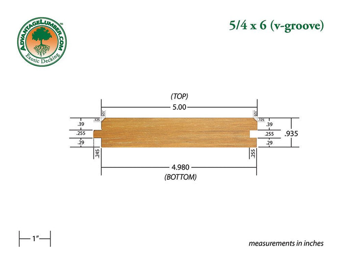 FSC® 5/4x6 Garapa 45° V-Groove - Advantage Lumber