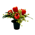 Full box of 12 x Orange Tulip and Foliage Weighted Memorial Grave Pot
