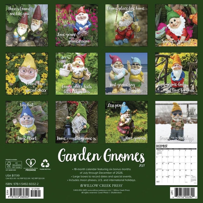 Garden Gnomes - 2027 Wall Calendar | Willow Creek Press