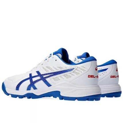 Asics GEL Peake 2 Cricket Shoes White and Tuna Blue