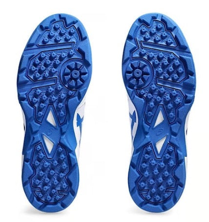 Asics GEL Peake 2 Cricket Shoes White and Tuna Blue