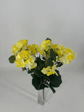 GSC Geranium Flower Bush x12 Yellow - Artificial Flora Hanging Basket & Porch Pots