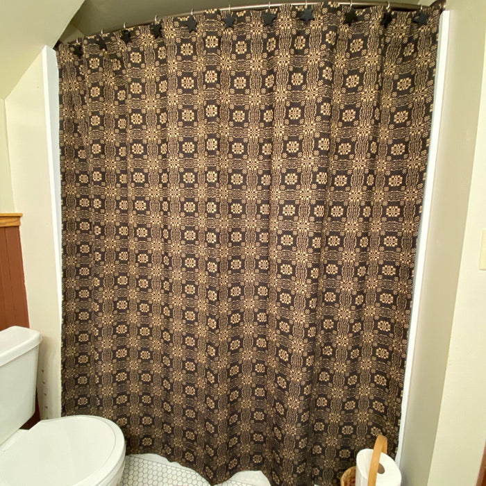 Gettysburg Black and Tan Woven Shower Curtain - Primitive Star Quilt Shop