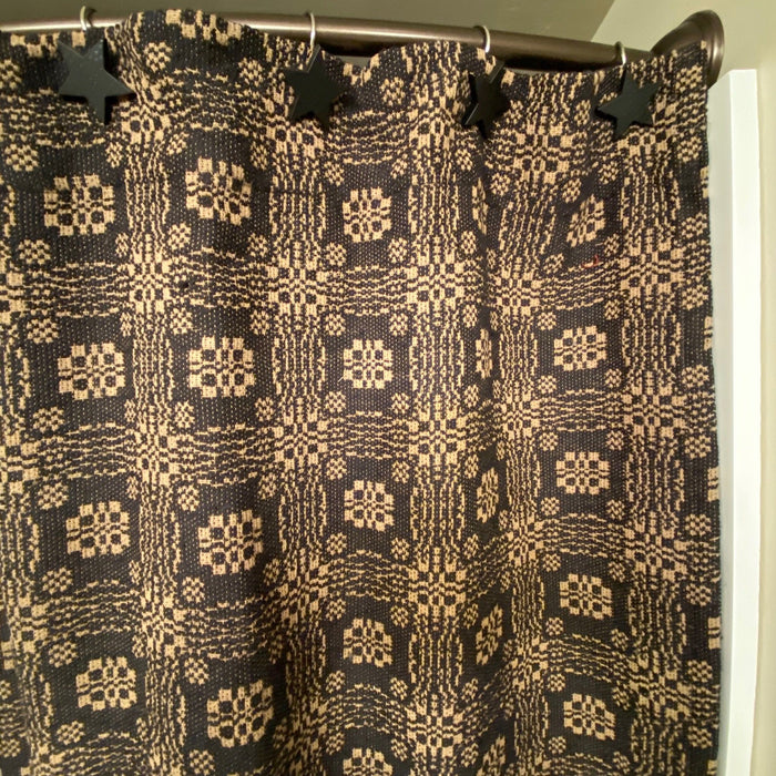 Gettysburg Black and Tan Woven Shower Curtain - Primitive Star Quilt Shop