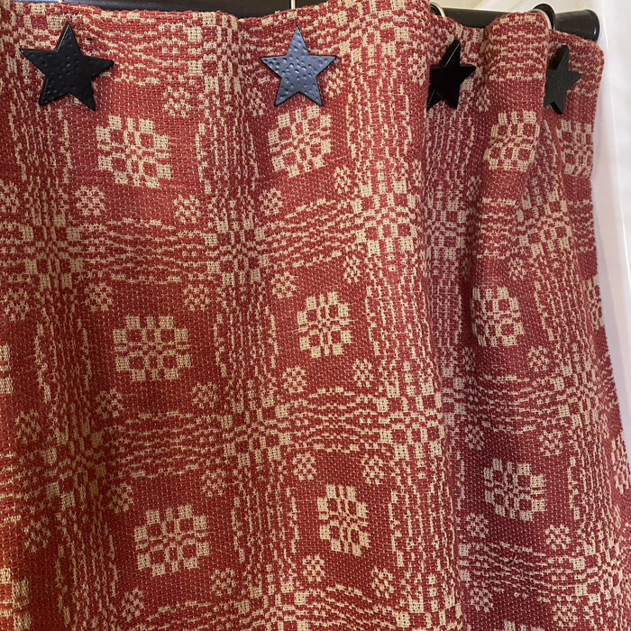 Gettysburg Cranberry and Tan Woven Shower Curtain - Primitive Star Quilt Shop