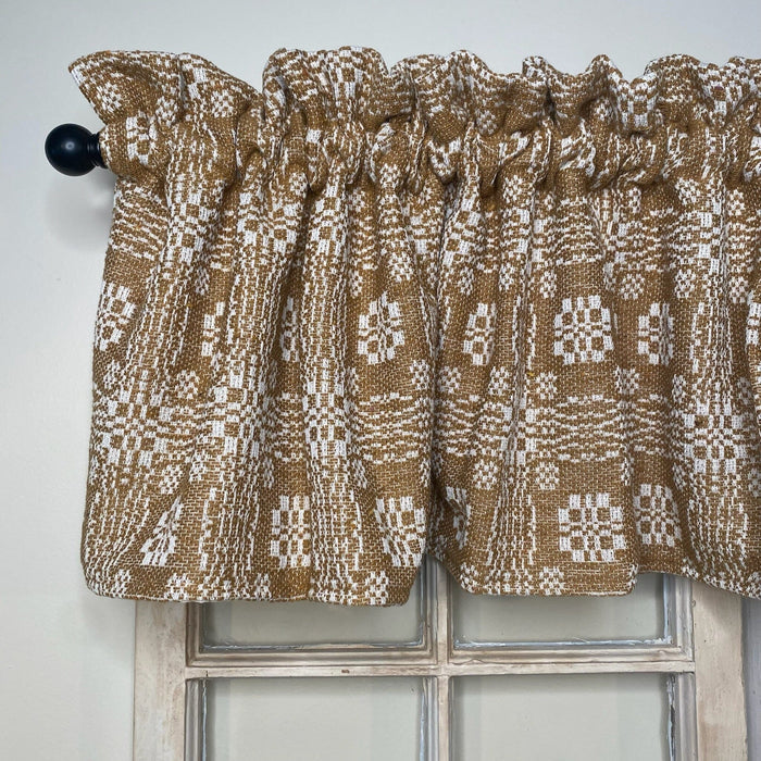 Gettysburg Mustard and Creme Woven Lined Valance 72" - Primitive Star Quilt Shop