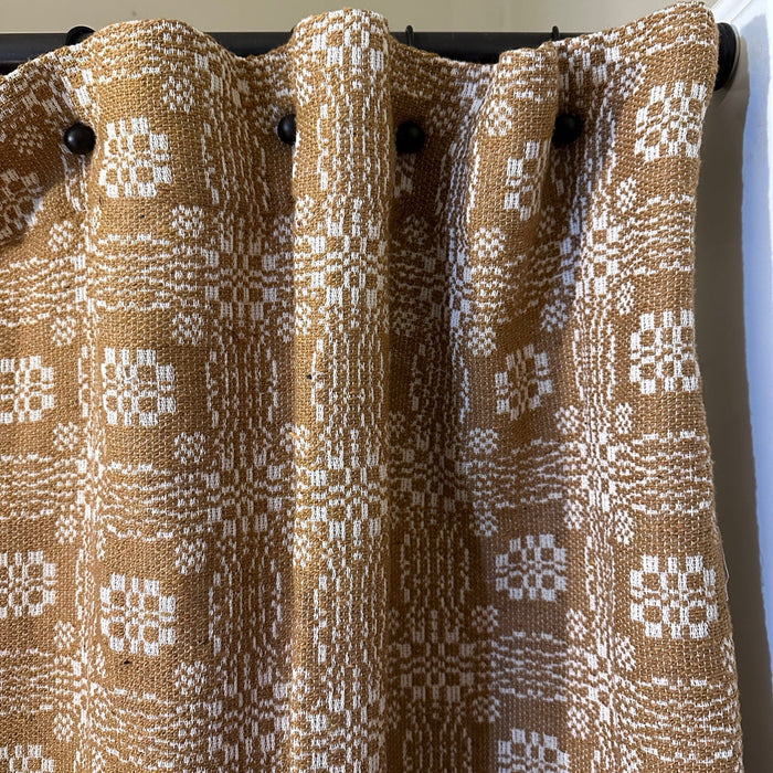 Gettysburg Mustard and Creme Woven Shower Curtain - Primitive Star Quilt Shop
