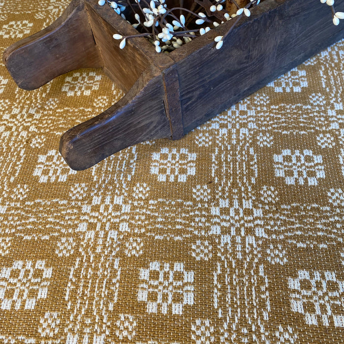 Gettysburg Mustard and Creme Woven Small Table Cloth 34" - Primitive Star Quilt Shop