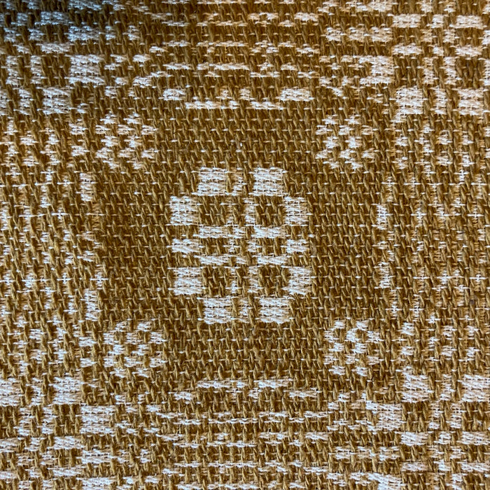 Gettysburg Mustard and Creme Woven Small Table Cloth 34" - Primitive Star Quilt Shop