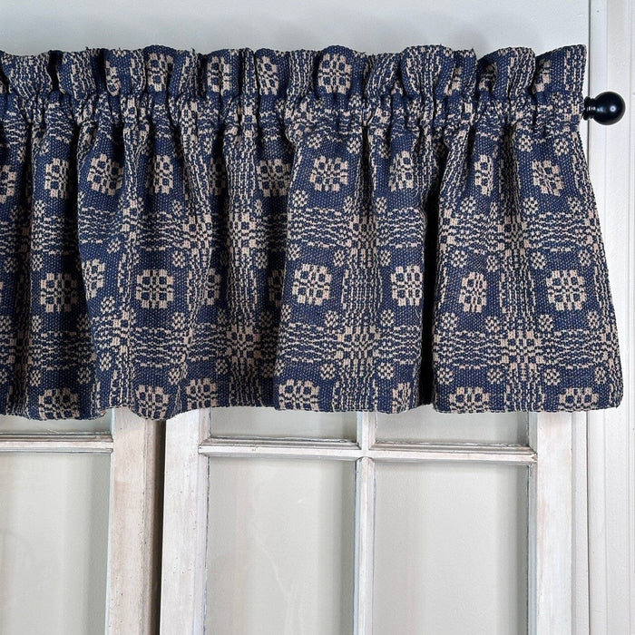 Gettysburg Navy and Tan Woven Lined Valance 72" - Primitive Star Quilt Shop