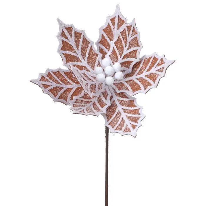 Gingerbread Poinsettia Stem 24"