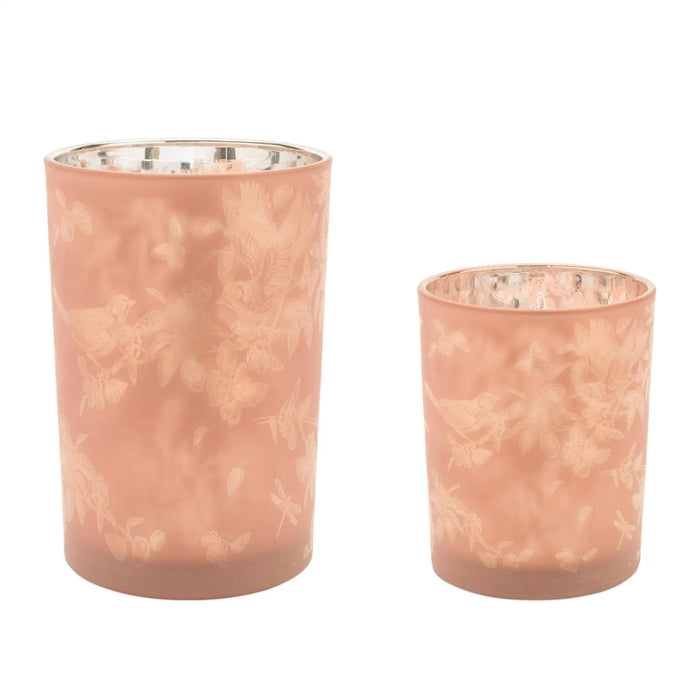 Melrose Glass Pink Candle Holder (2 Sizes) - Uncategorized Merchandise