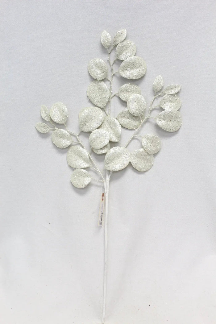 Glitter Apple Leaf Spray White 24''