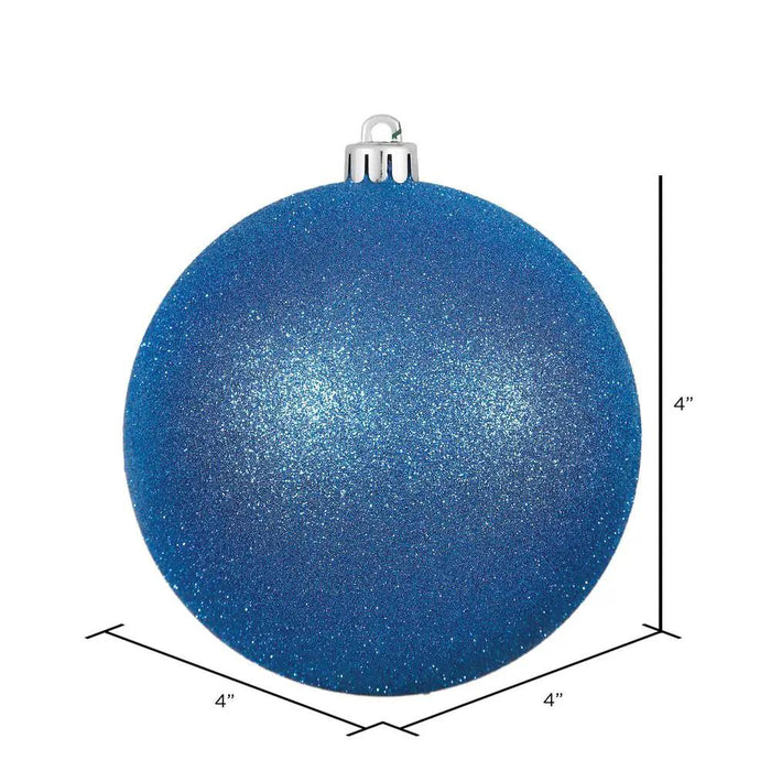 Vickerman Glitter Ball Ornament Blue 4" (Bag of 6) - Holiday Ornaments Merchandise