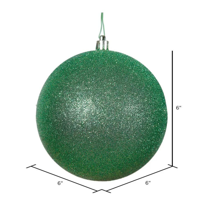 Vickerman Glitter Ball Ornament Green 6"(Bag of 4) - Holiday Ornaments Merchandise
