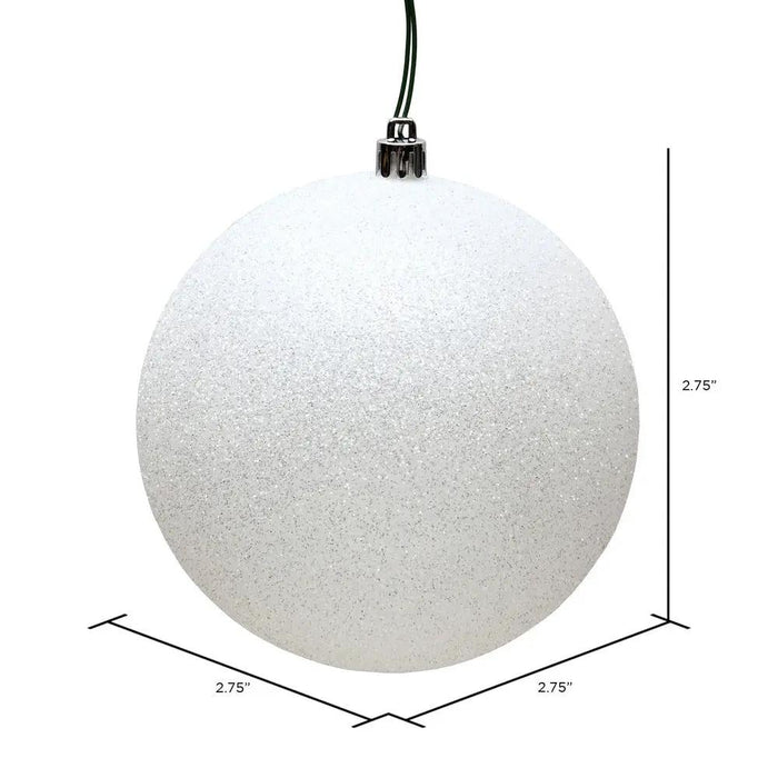 Vickerman Glitter Ball Ornament White 2.75" (Bag of 12) - Holiday Ornaments Merchandise