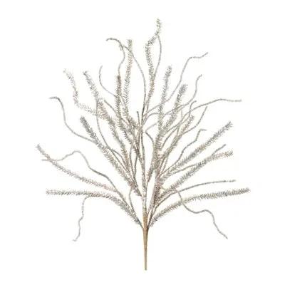 Melrose Glitter Pine Branch White 30" - Artificial Non-Flowering Plants Silk