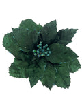 Supreme Glitter Velvet Poinsettia Stem Green 23'' - Uncategorized Silk