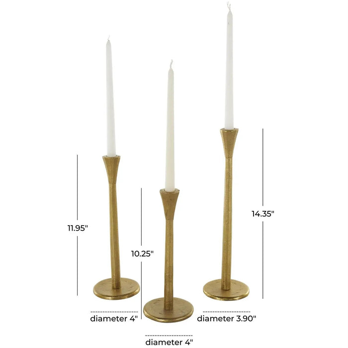 Gold Aluminum Taper Candle Holder (3 Sizes)