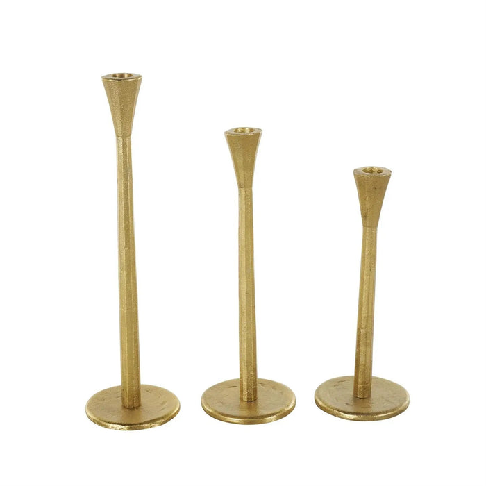 Gold Aluminum Taper Candle Holder (3 Sizes)