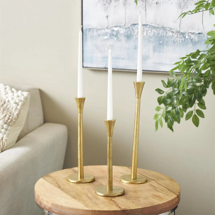 Gold Aluminum Taper Candle Holder (3 Sizes)