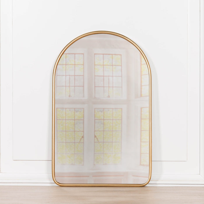 Gold Curved Arched Metal Wall Mirror - Modern Home Interiors