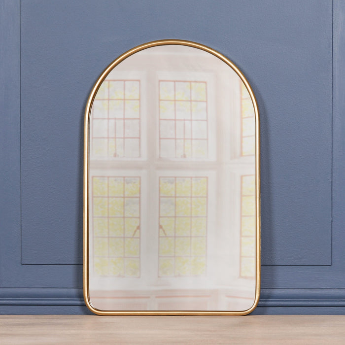 Gold Curved Arched Metal Wall Mirror - Modern Home Interiors