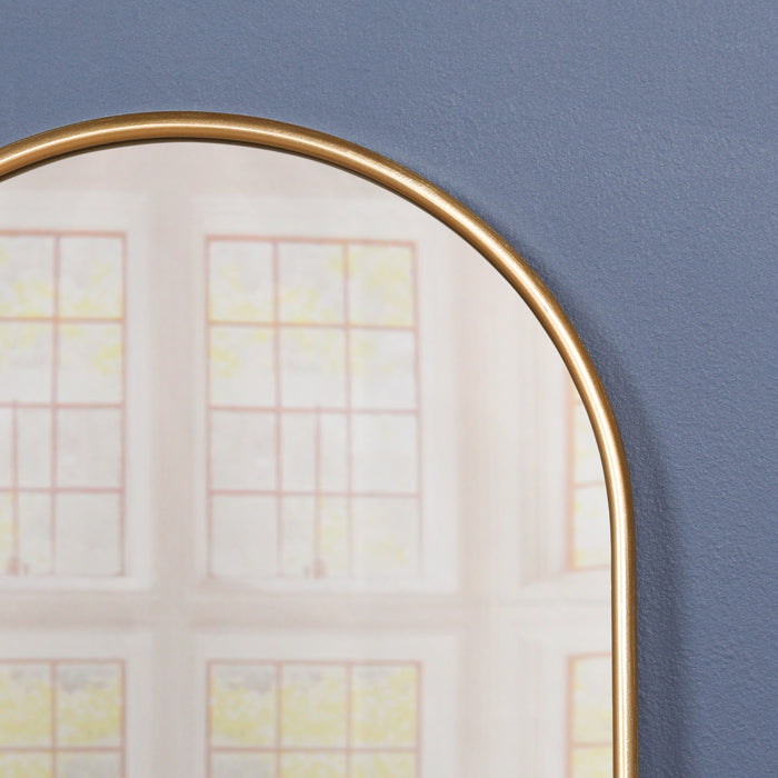 Gold Curved Arched Metal Wall Mirror - Modern Home Interiors