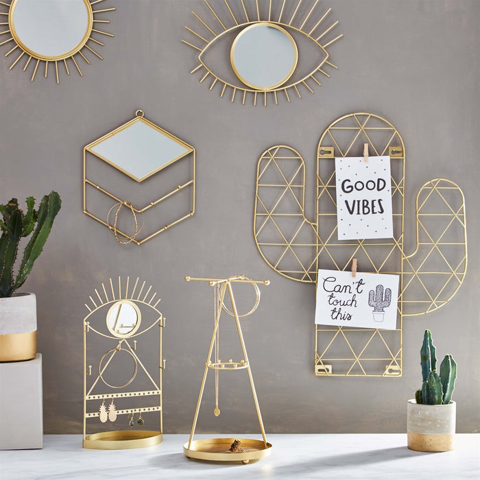 Gold Eye See You Jewellery Holder With Mirror - Modern Home Interiors