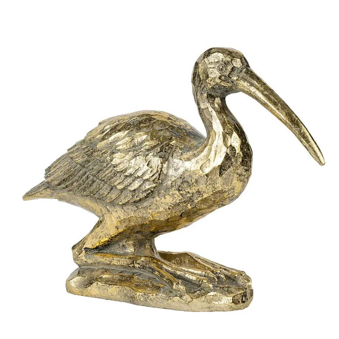A&B Gold Kneeling Crane Figurine 7" x 10.5" - Figurines Merchandise