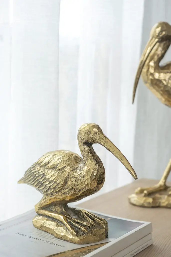 A&B Gold Kneeling Crane Figurine 7" x 10.5" - Figurines Merchandise