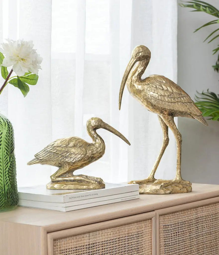 A&B Gold Kneeling Crane Figurine 7" x 10.5" - Figurines Merchandise
