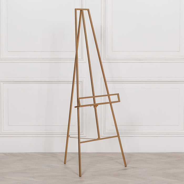 Gold Metal Easel with Adjustable Shelf 147cm - Modern Home Interiors