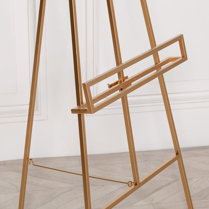 Gold Metal Easel with Adjustable Shelf 147cm - Modern Home Interiors