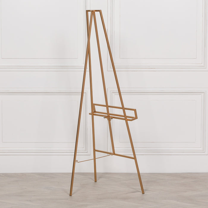 Gold Metal Easel with Adjustable Shelf 147cm - Modern Home Interiors