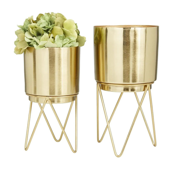 Deco Marché Gold Metal Planter with Removeable Stand Large 12"H - Planters Merchandise