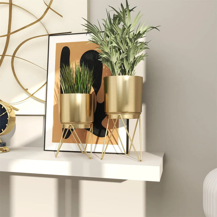 Deco Marché Gold Metal Planter with Removeable Stand Small 10"H - Planters Merchandise