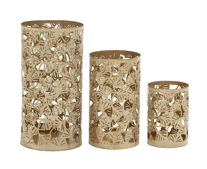 Gold Metal Tree Cutout Candle Lantern Small 6"