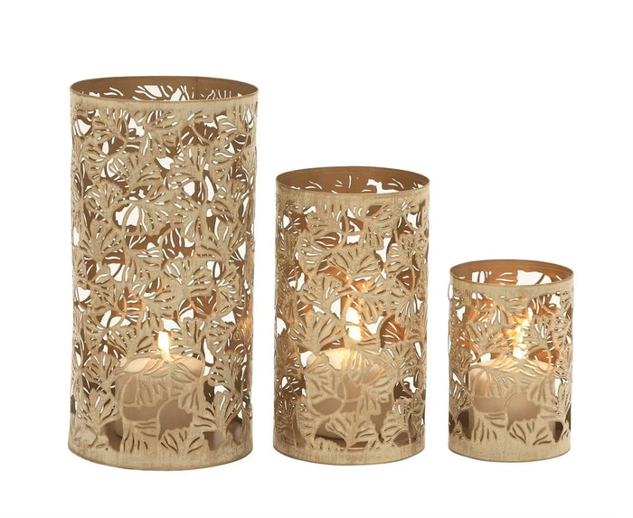 Gold Metal Tree Cutout Candle Lantern Small 6"