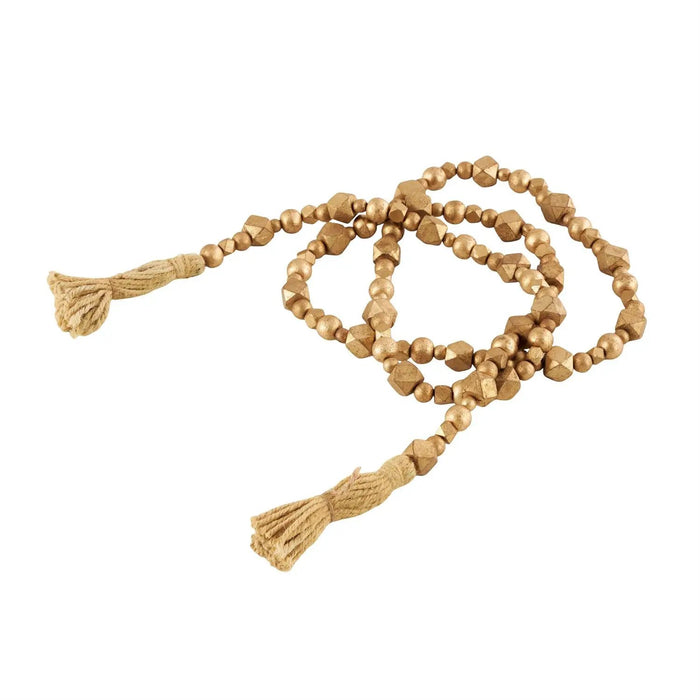 Gold Wood Bead Garland 80"L