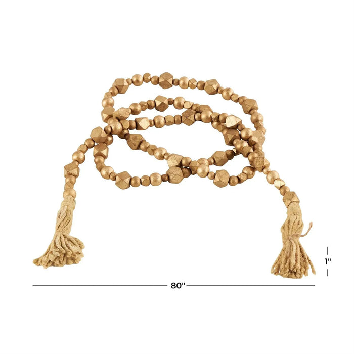 Gold Wood Bead Garland 80"L