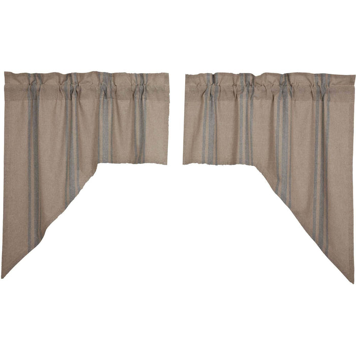 Grain Sack Blue Lined Swag Curtains - Primitive Star Quilt Shop