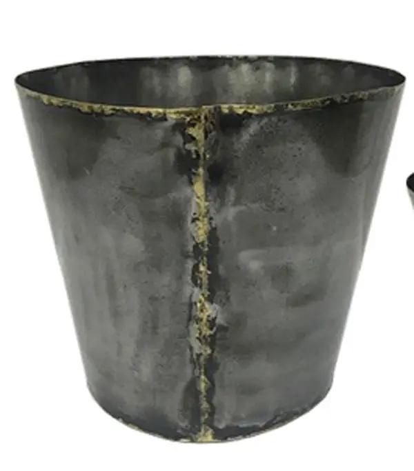 SNK Gray-Gold Metal Pot 10" x 7" x 9" - Uncategorized Merchandise