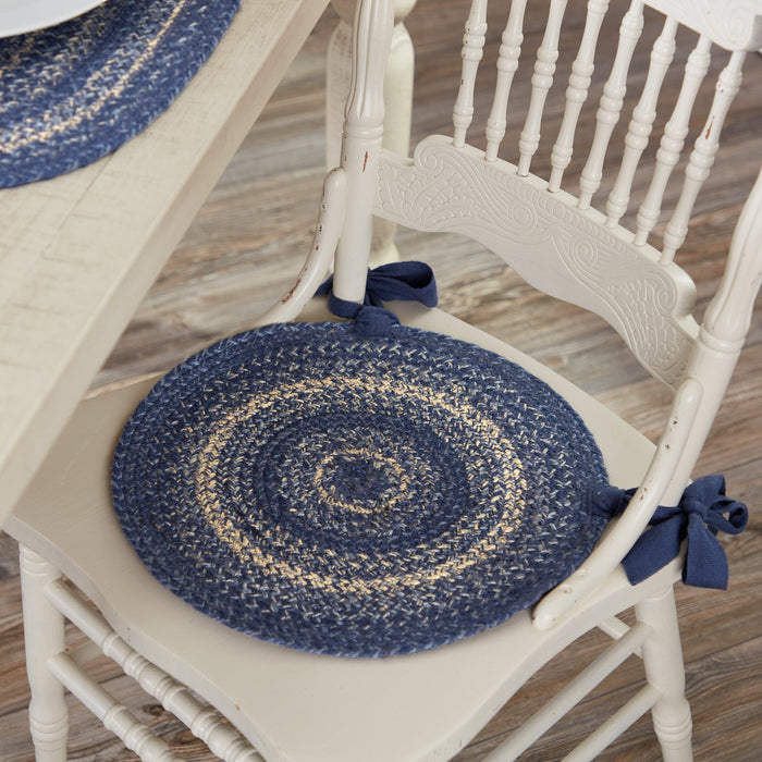 Great Falls Blue Braided Chair Pad 15" - Primitive Star Quilt Shop