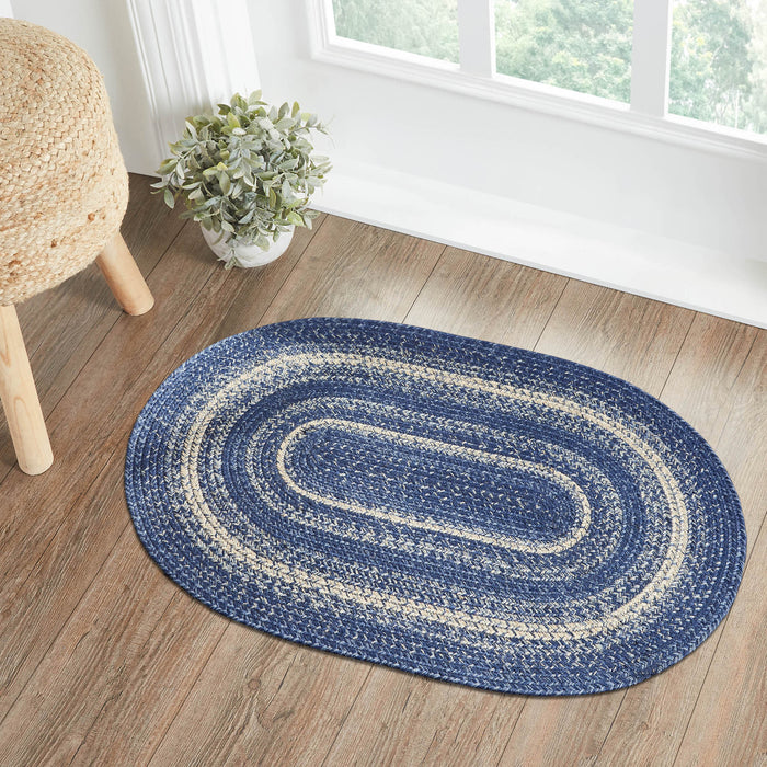 Great Falls Blue Oval Braided Rug 24x36" - Primitive Star Quilt Shop