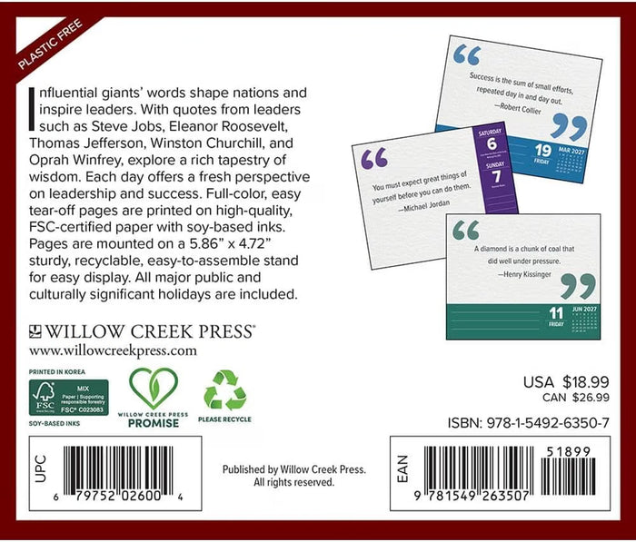 Greatest Quotes from Great Leaders - 2027 Box Calendar | Willow Creek Press